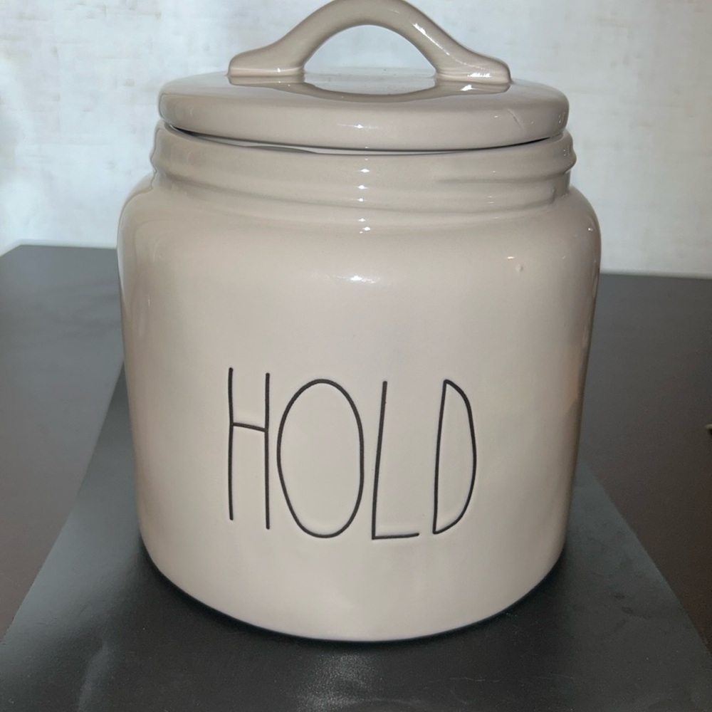 Rae Dunn “Hold” canister / Jar 7”